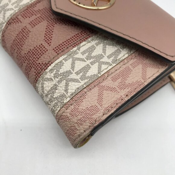 Michael Kors Carmen Ballet Pink Coated Canvas & Leather Trifold Wallet - Picture 6 of 10